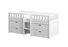 Vyvýšená postel s úložným prostorem Viggo bílá