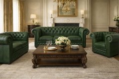 Sedací souprava Chesterfield Lord 3+2+1 kůže zelená