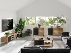 Vysoká komoda Michel R1 2d2s dub/černé lamely