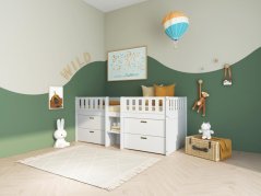 Vyvýšená postel s úložným prostorem Viggo bílá