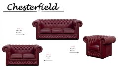 Sedací souprava Chesterfield Lord 3+2+1 kůže bordó