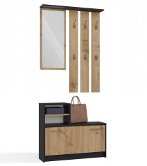 Předsíňová stěna Jantar antracit/dub artisan