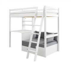 Vysoká postel s psacím stolem a rozkl. pohovkou Actim bílá