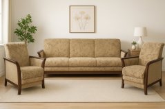 Sedací souprava Jana - Vita beige/dř. ořech