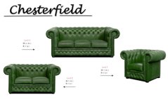 Sedací souprava Chesterfield Lord 3+2+1 kůže zelená