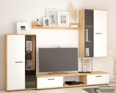 Obývací stěna Silos bílá/dub artisan