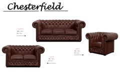 Sedací souprava Chesterfield Lord 3+2+1 kůže hnědá