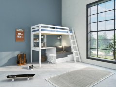 Vysoká postel s psacím stolem a rozkl. pohovkou Actim bílá