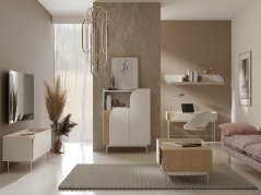 Noční stolek Carmina R13P macadamia/dub jarní