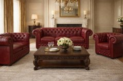 Sedací souprava Chesterfield Lord 3+2+1 kůže bordó