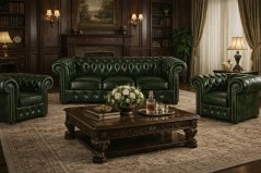 Sedací souprava Chesterfield Classic 3+1+1 kůže zelená
