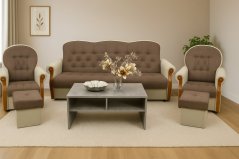 Sedací souprava Petra 3F+1+1+2T hnědá/béžová