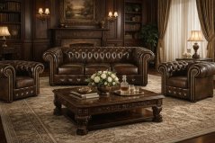 Sedací souprava Chesterfield Classic 3+1+1 kůže hnědá