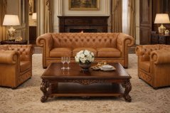Sedací souprava Chesterfield Lord 3+1+1 kůže koňak