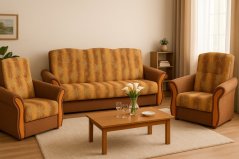 Sedací souprava Ibiza 3F+1+1  hnědá/olše