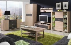 Vitrína s barem Filemon R2 sonoma/grafit lesk