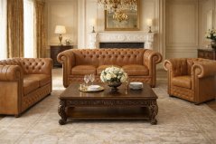 Sedací souprava Chesterfield Lord 3+2+1 kůže koňak