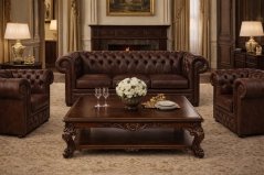 Sedací souprava Chesterfield Lord 3+1+1 kůže hnědá