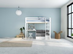 Vysoká postel se stolem a rozkl. pohovkou Romantic 462 bílá