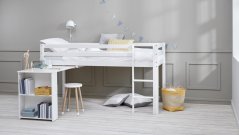 Vyvýšená postel s výsuvným stolem Actim bílá