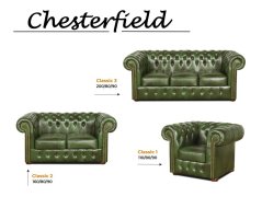 Sedací souprava Chesterfield Classic 3+2+1 kůže zelená