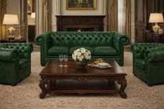 Sedací souprava Chesterfield Lord 3+1+1 kůže zelená