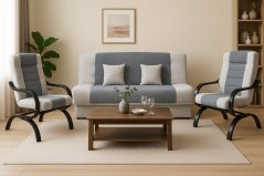 Sedací souprava Jola 3F+1+1 šedá/dřevo wenge