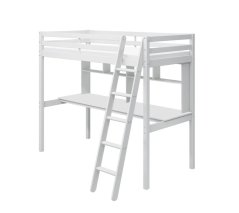 Vysoká postel s pracovní deskou a policemi Actim bílá