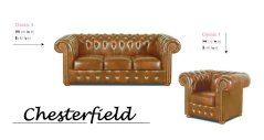 Sedací souprava Chesterfield Classic 3+1+1 kůže koňak
